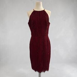 Barney's New York Burgundy Red Lace Dress NWT Medium